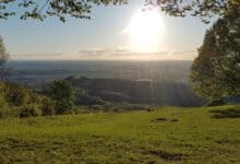Sonnenuntergang über der Schwäbischen Alb vom Jusi aus gesehen