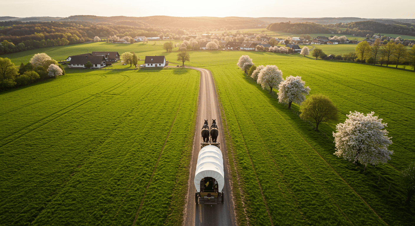 Kutschfahrt durch die idyllische Landschaft der Schwäbischen Alb